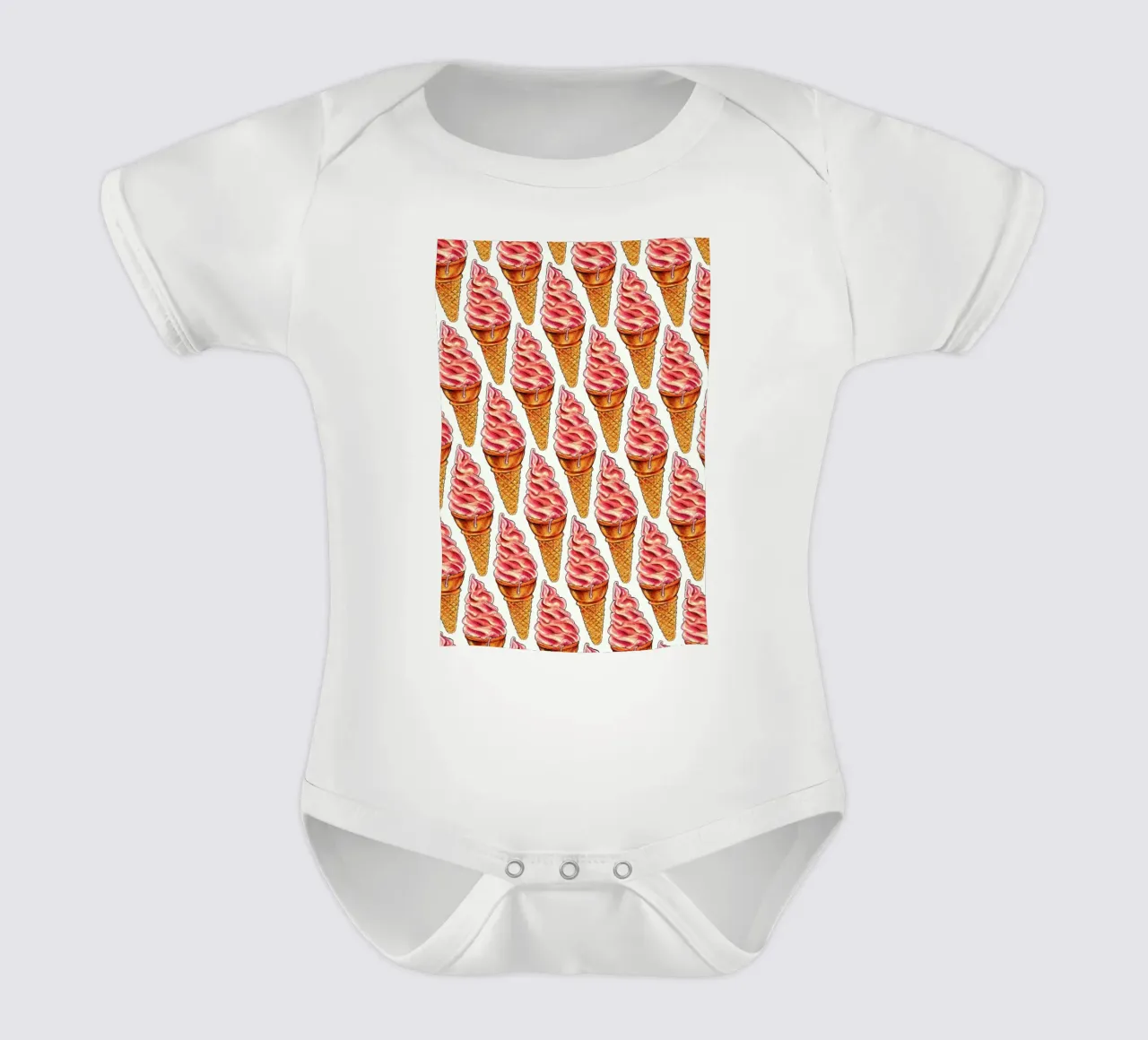 Strawberry Soft Serve Pattern body neonato maniche corte da Kelly Gilleran
