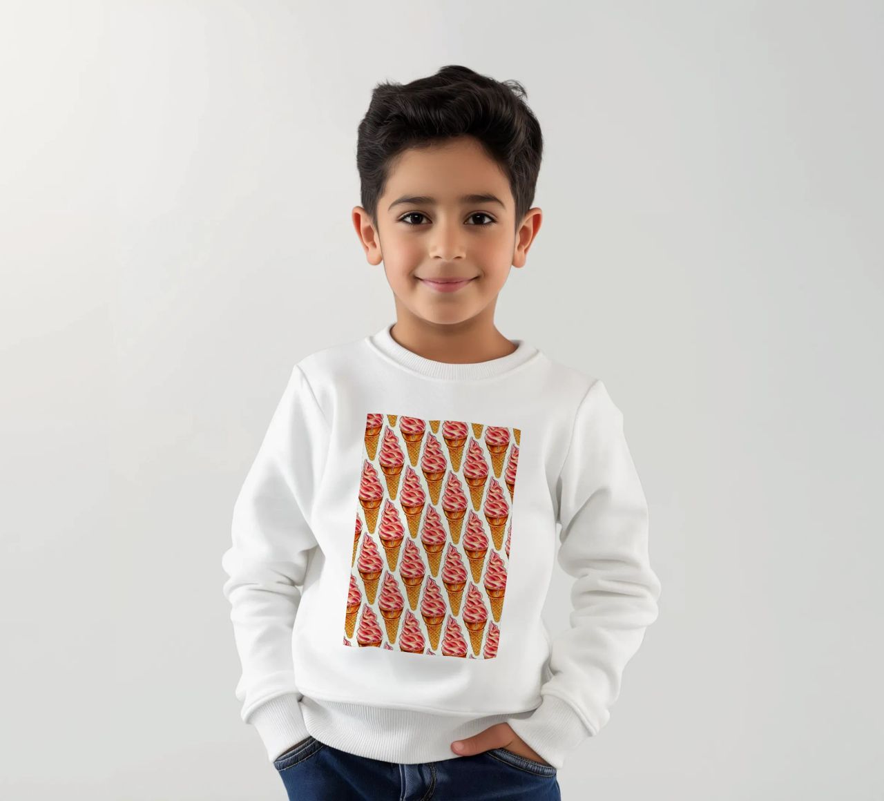Strawberry Soft Serve Pattern felpa bambino da Kelly Gilleran