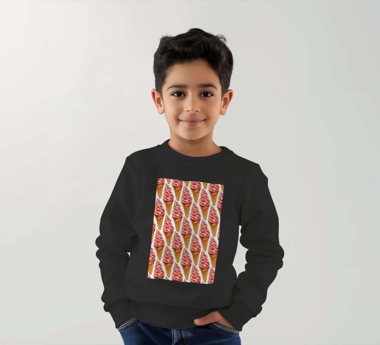 Strawberry Soft Serve Pattern felpa bambino da Kelly Gilleran