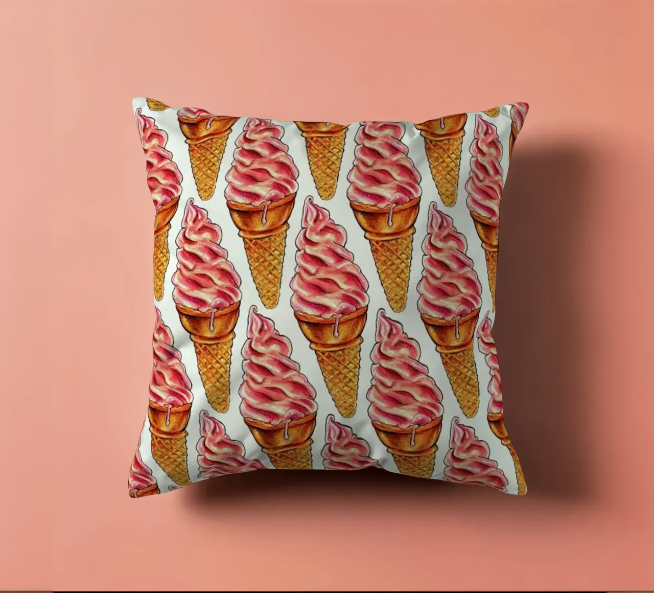 Strawberry Soft Serve Pattern coussin de Kelly Gilleran