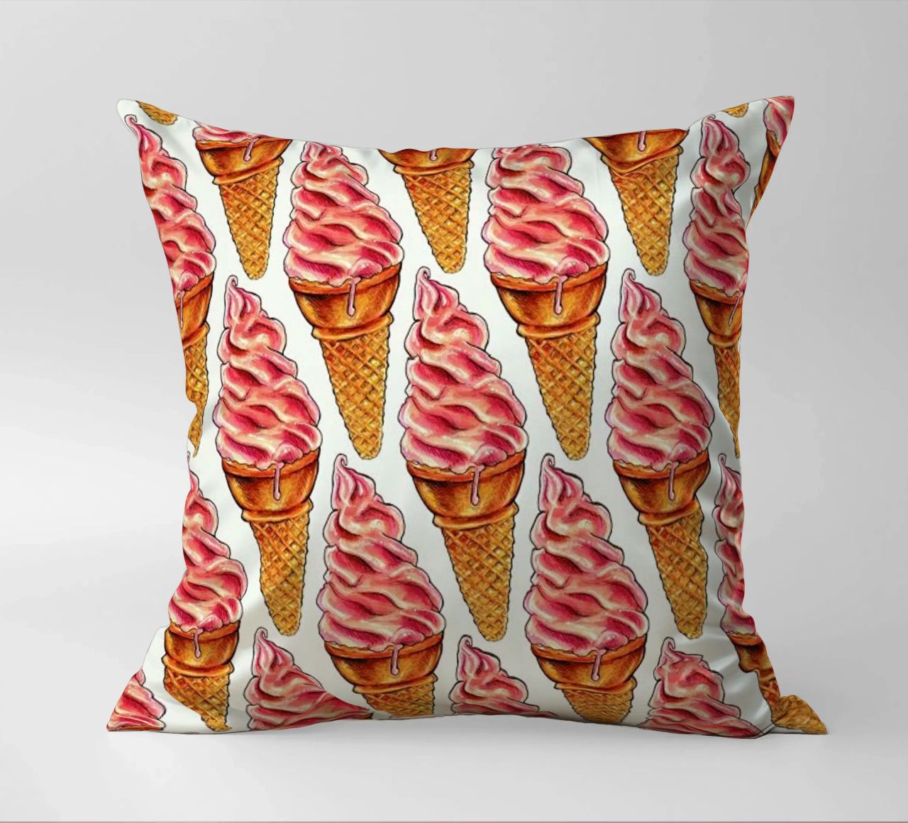 Strawberry Soft Serve Pattern cuscino da Kelly Gilleran