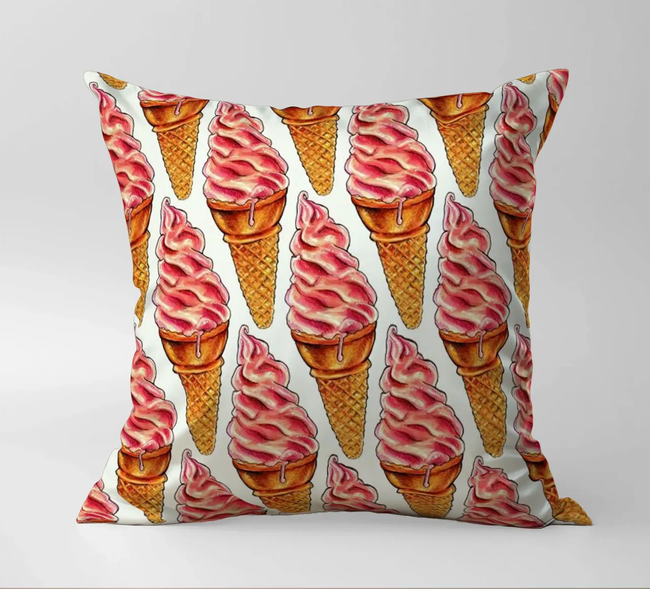 Strawberry Soft Serve Pattern cuscino da Kelly Gilleran