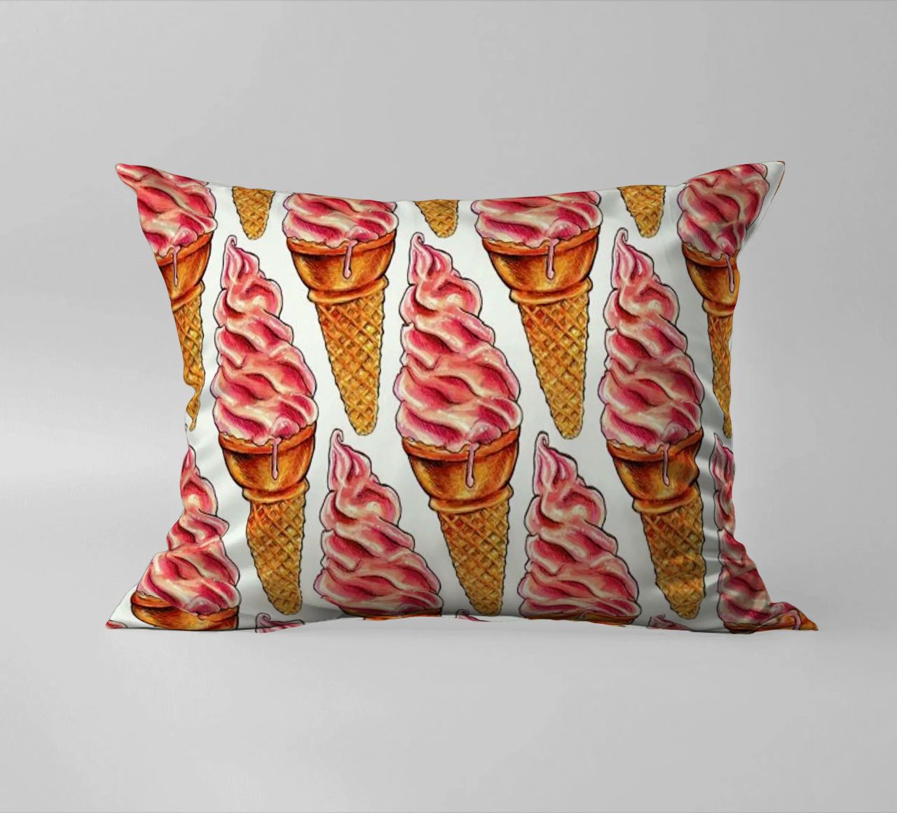 Strawberry Soft Serve Pattern cuscino da Kelly Gilleran