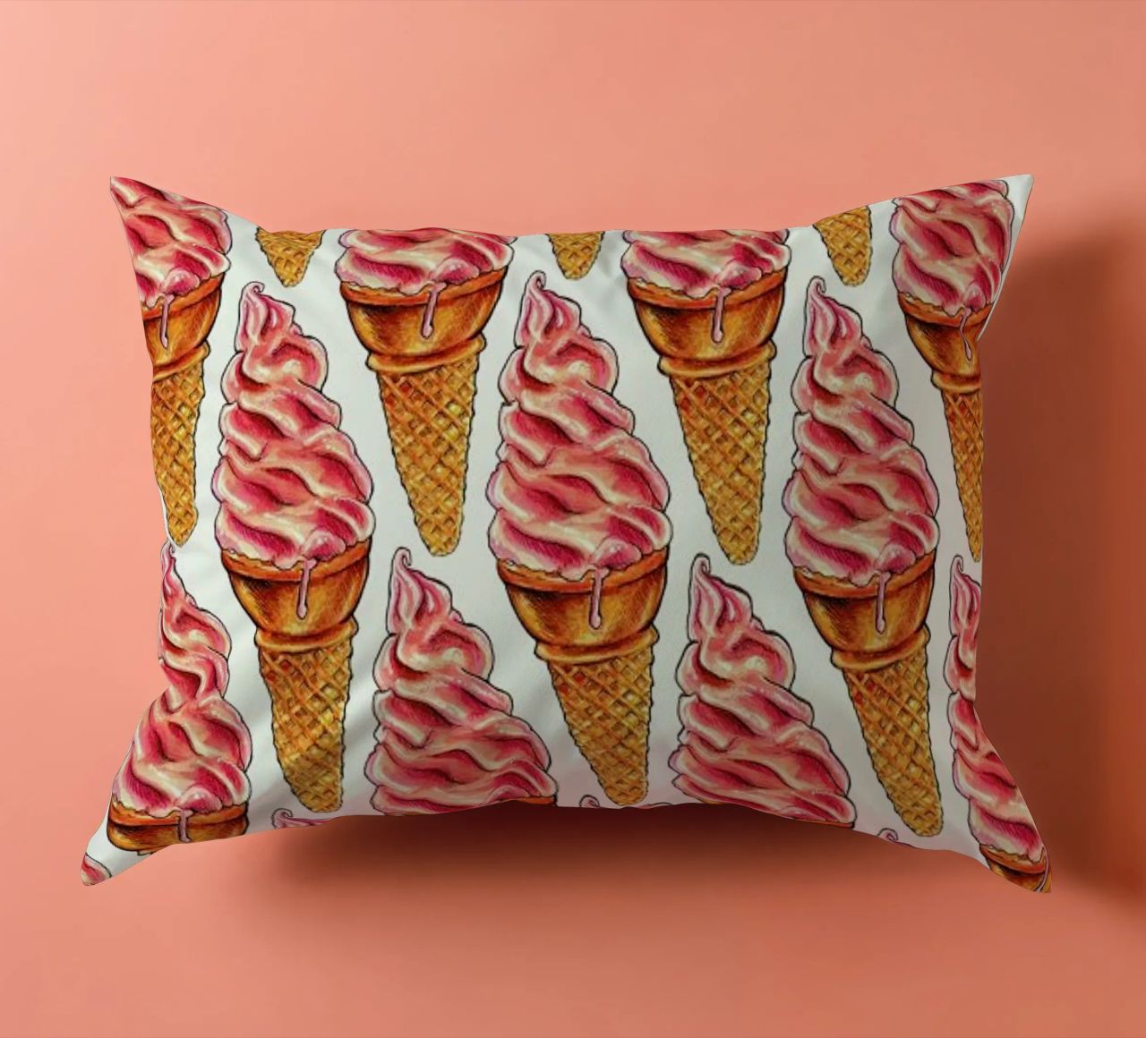 Strawberry Soft Serve Pattern cuscino da Kelly Gilleran