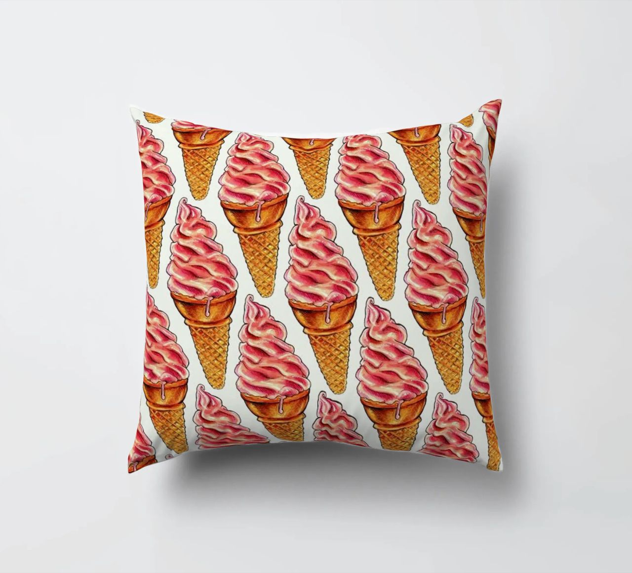 Strawberry Soft Serve Pattern cuscino da Kelly Gilleran
