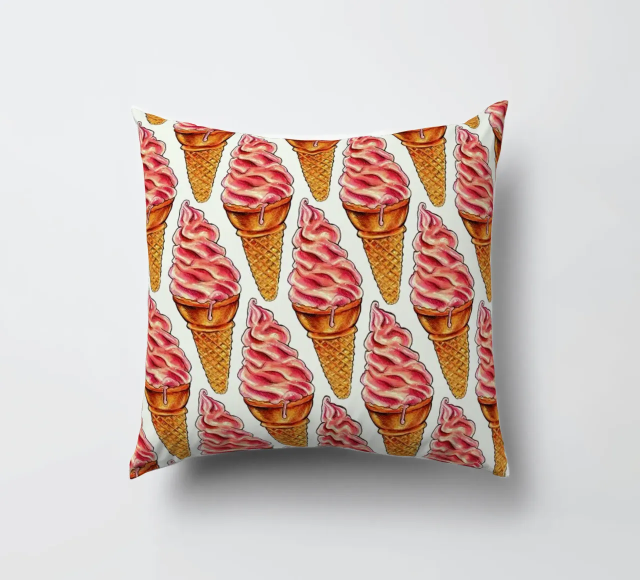 Strawberry Soft Serve Pattern cuscino da Kelly Gilleran