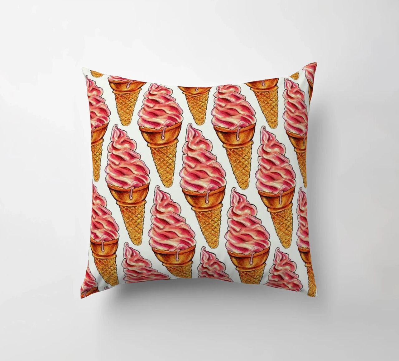 Strawberry Soft Serve Pattern cuscino da Kelly Gilleran