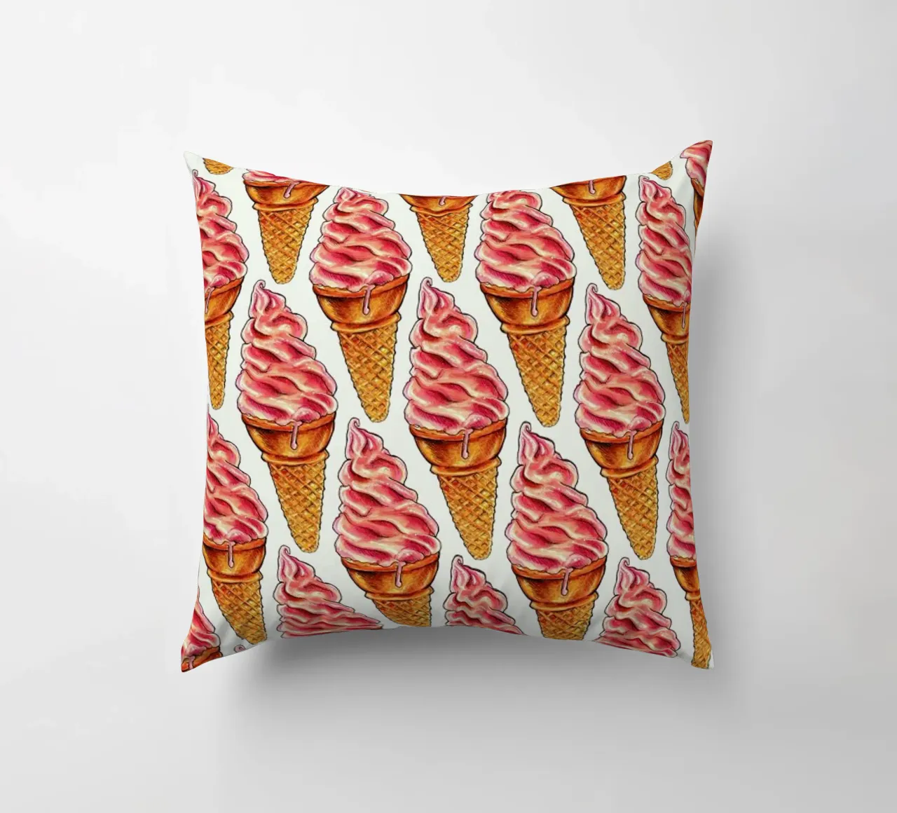 Strawberry Soft Serve Pattern coussin de Kelly Gilleran