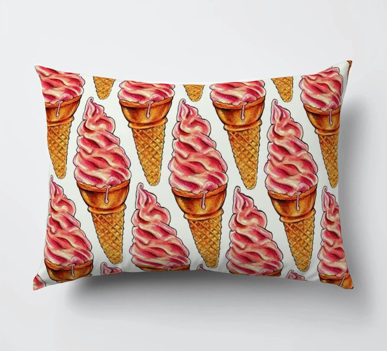 Strawberry Soft Serve Pattern cuscino da Kelly Gilleran