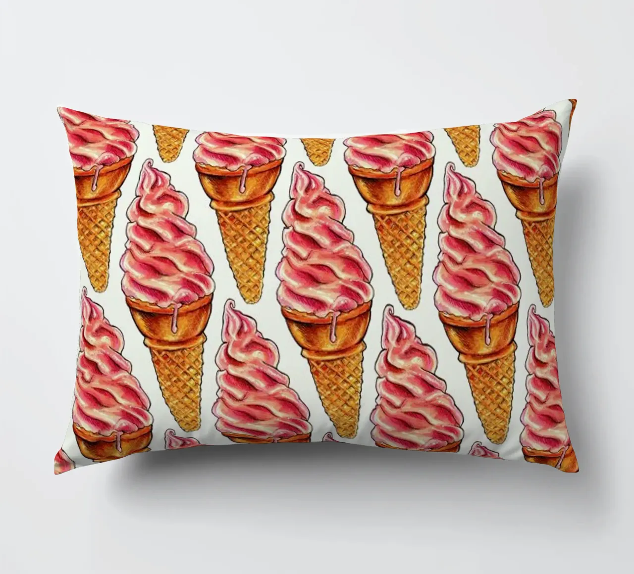 Strawberry Soft Serve Pattern cuscino da Kelly Gilleran
