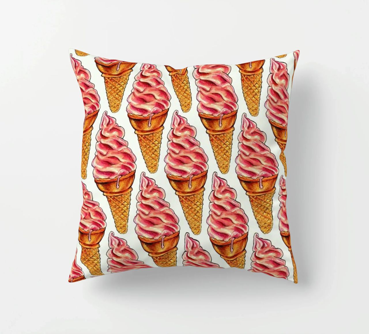 Strawberry Soft Serve Pattern cuscino da Kelly Gilleran