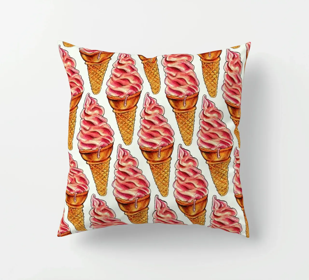 Strawberry Soft Serve Pattern cuscino da Kelly Gilleran
