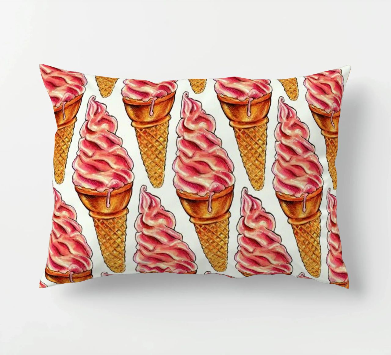 Strawberry Soft Serve Pattern cuscino da Kelly Gilleran