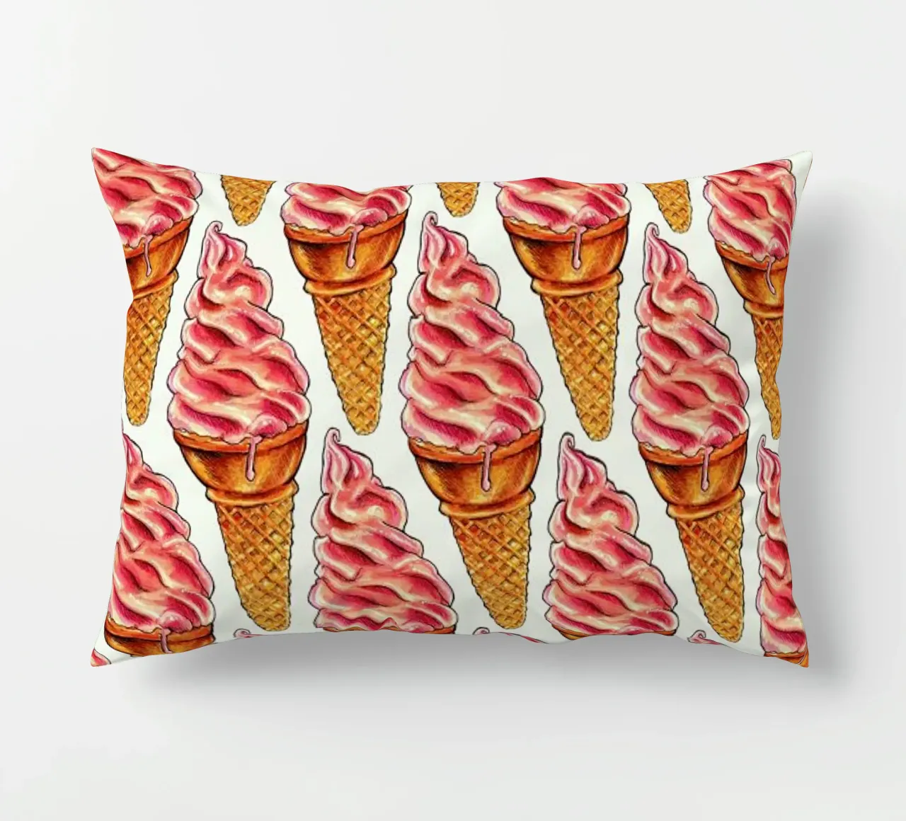 Strawberry Soft Serve Pattern cuscino da Kelly Gilleran