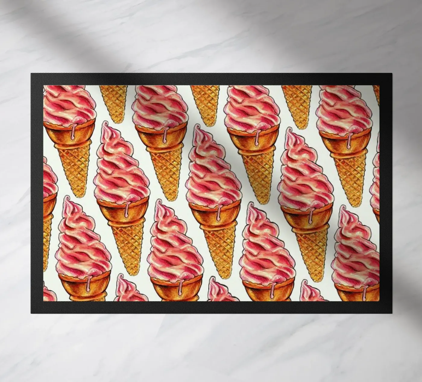 Strawberry Soft Serve Pattern doormat by Kelly Gilleran