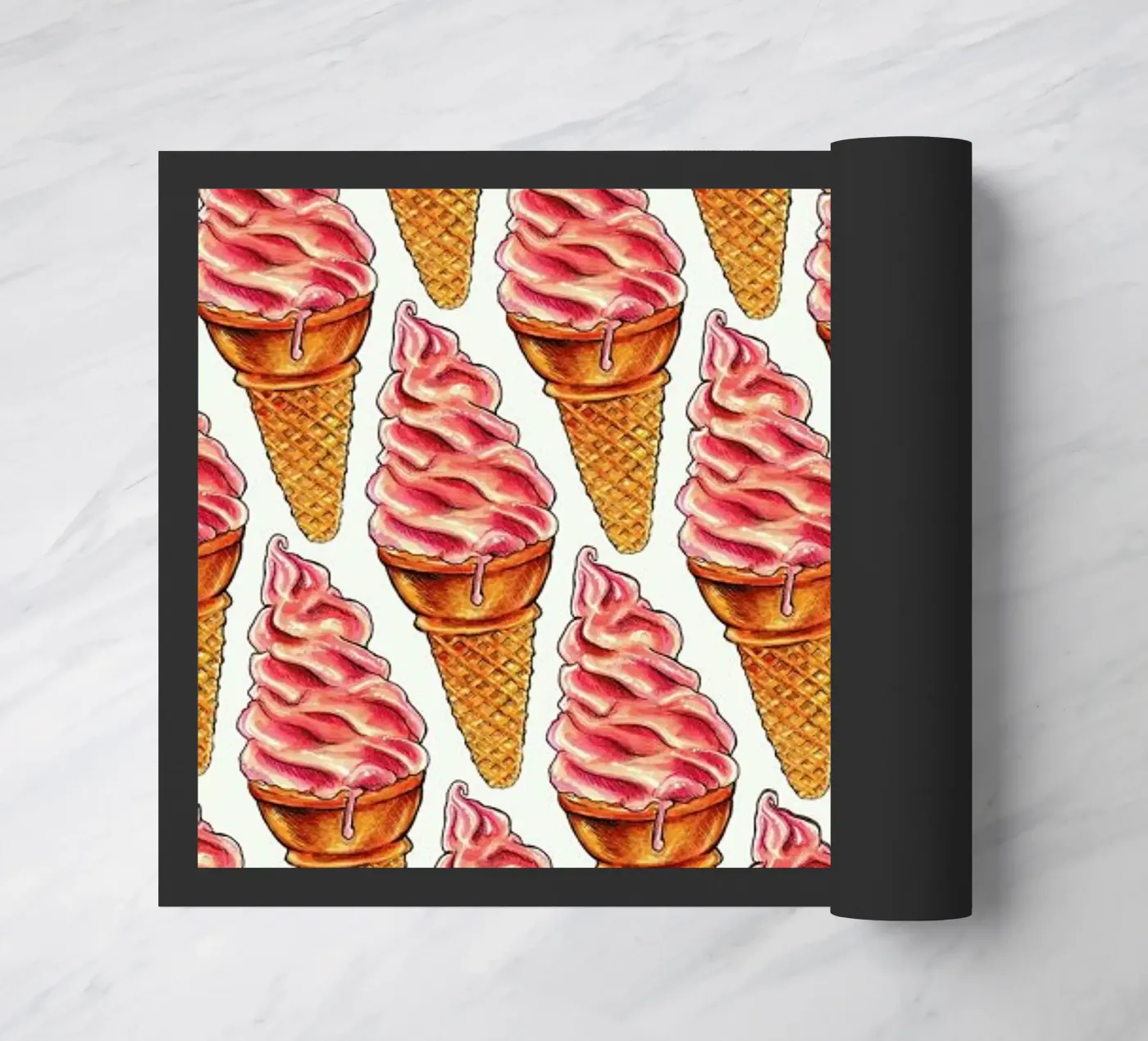 Strawberry Soft Serve Pattern doormat by Kelly Gilleran