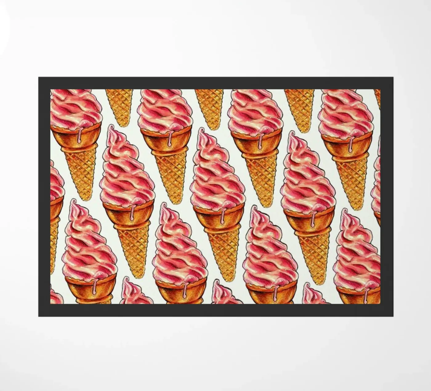 Strawberry Soft Serve Pattern doormat by Kelly Gilleran