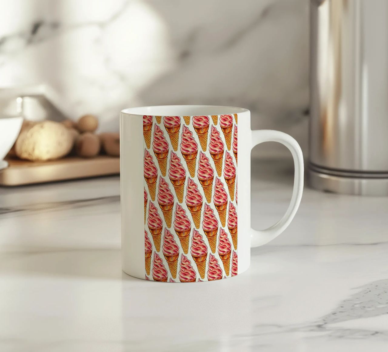 Strawberry Soft Serve Pattern tazza in ceramica da Kelly Gilleran