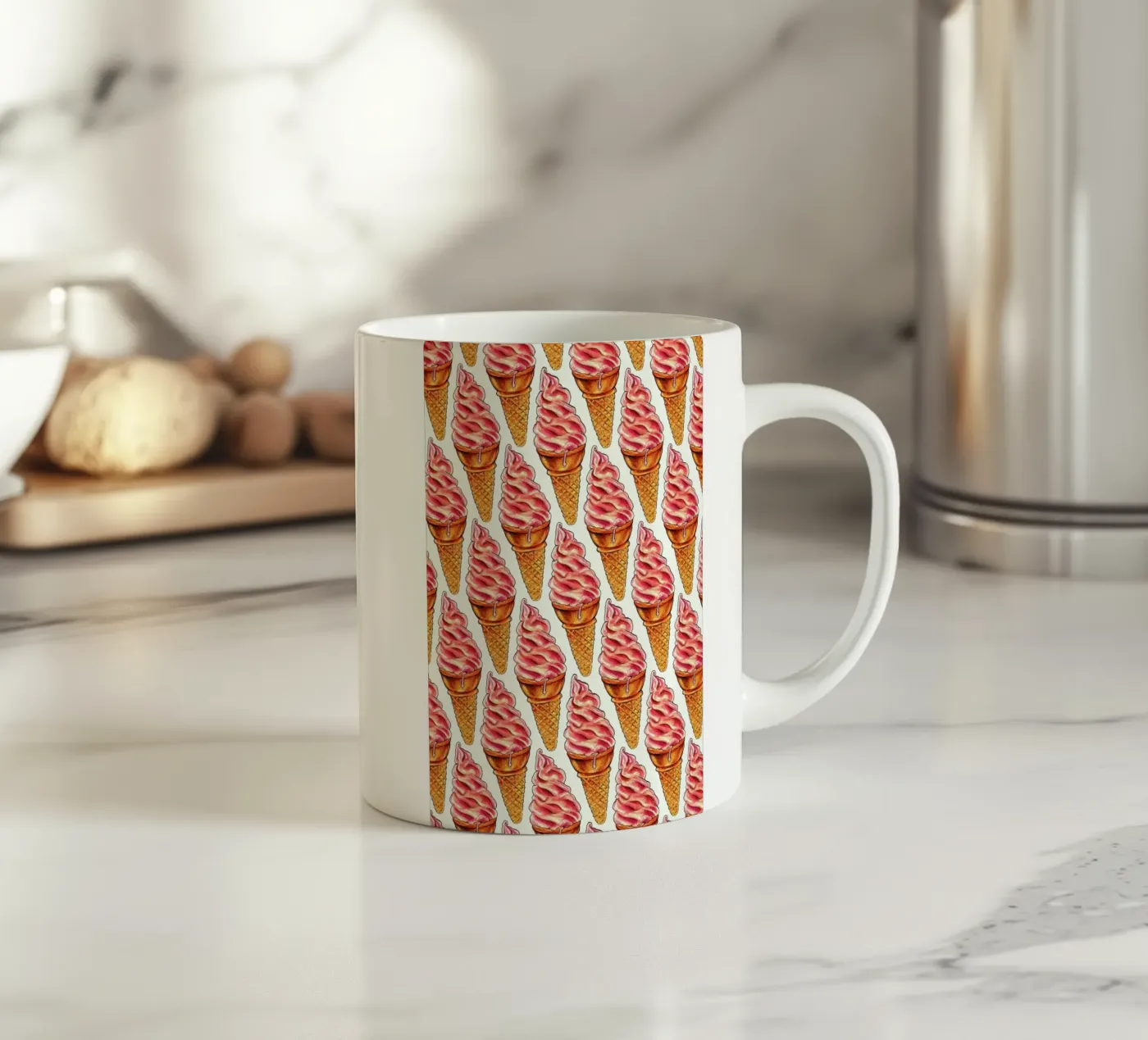 Strawberry Soft Serve Pattern tazza in ceramica da Kelly Gilleran
