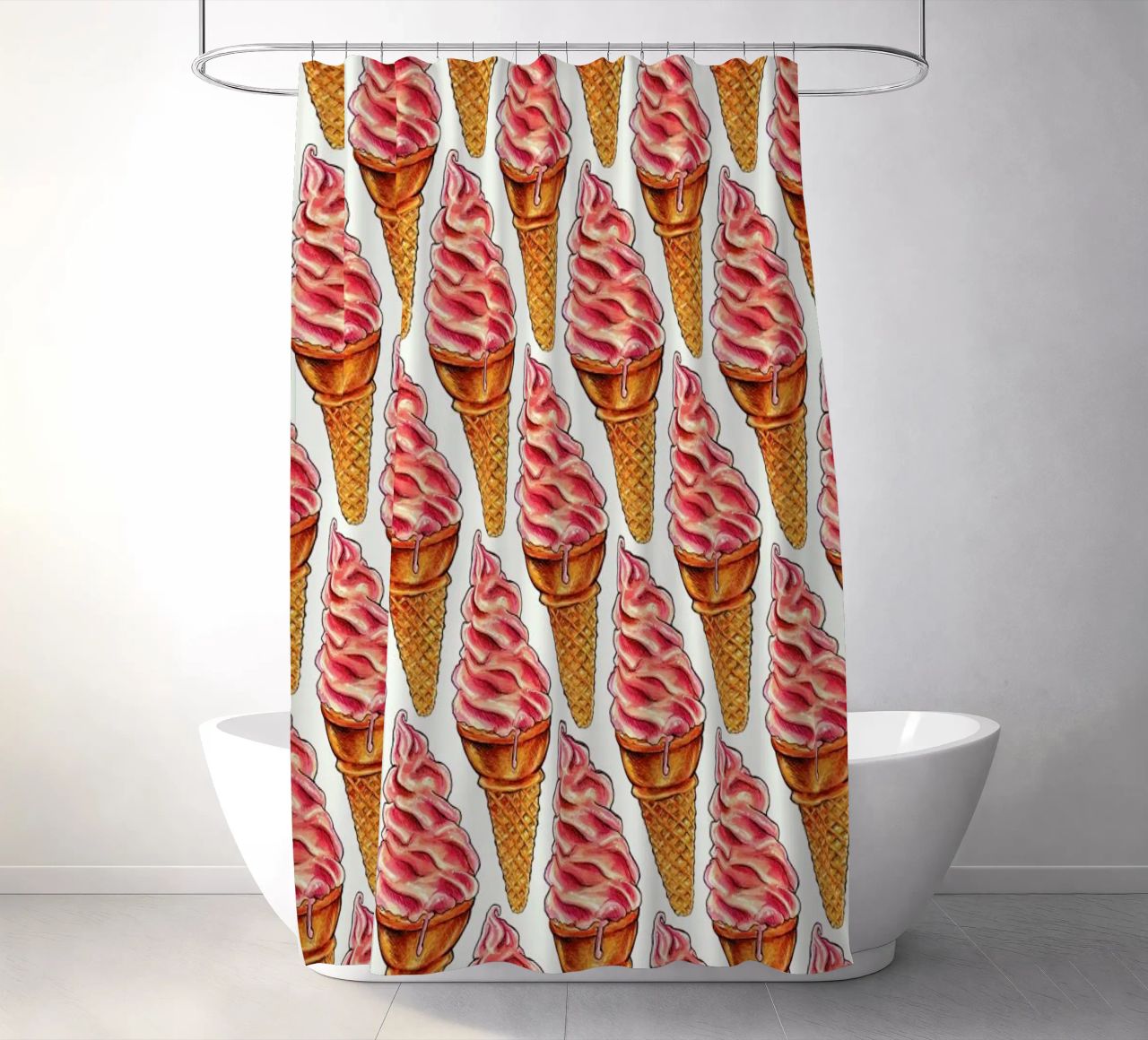 Strawberry Soft Serve Pattern tenda da doccia da Kelly Gilleran