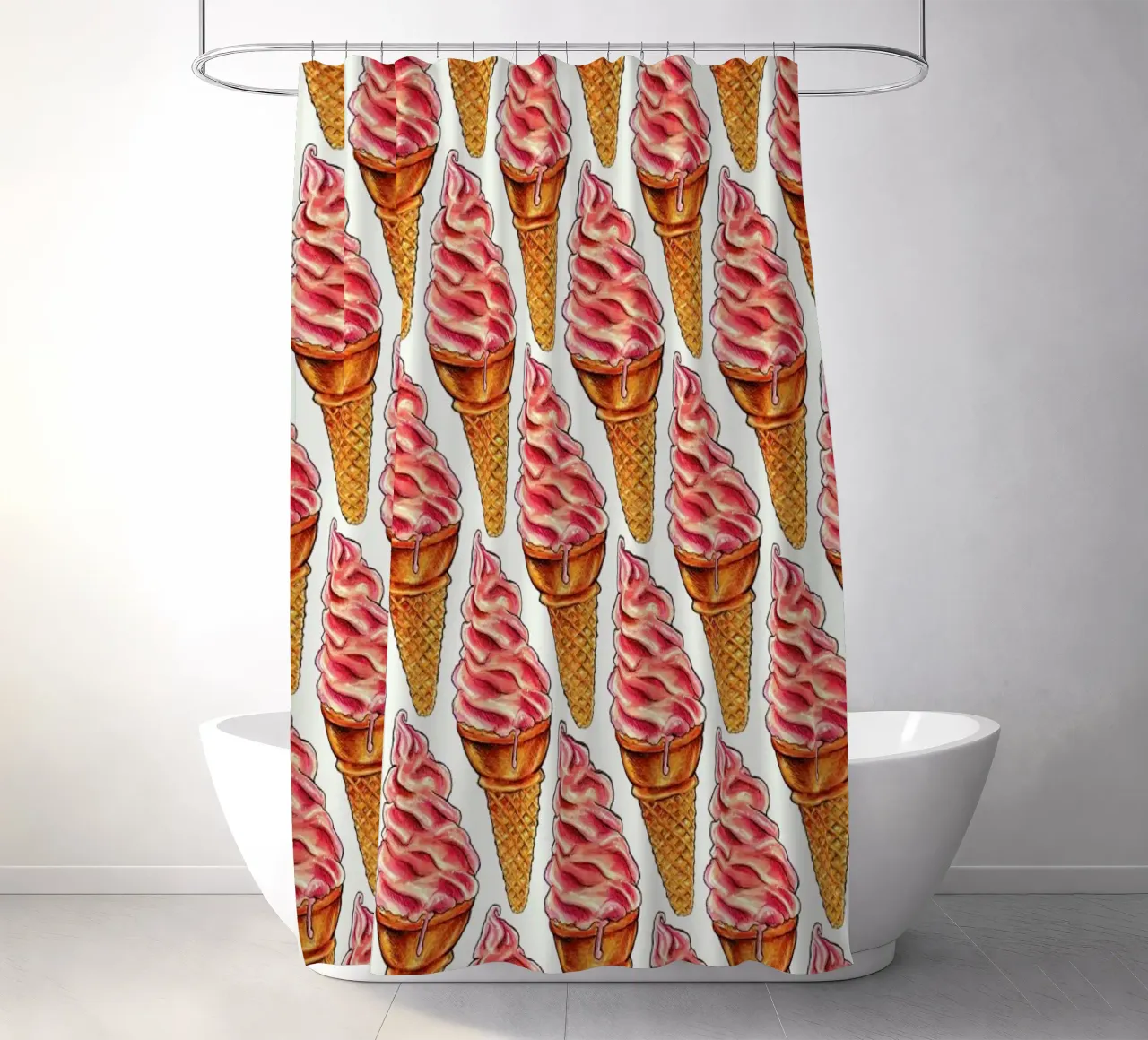 Strawberry Soft Serve Pattern Duschvorhang von Kelly Gilleran