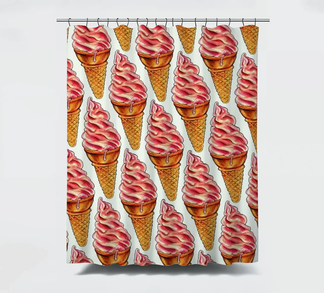 Strawberry Soft Serve Pattern Duschvorhang von Kelly Gilleran