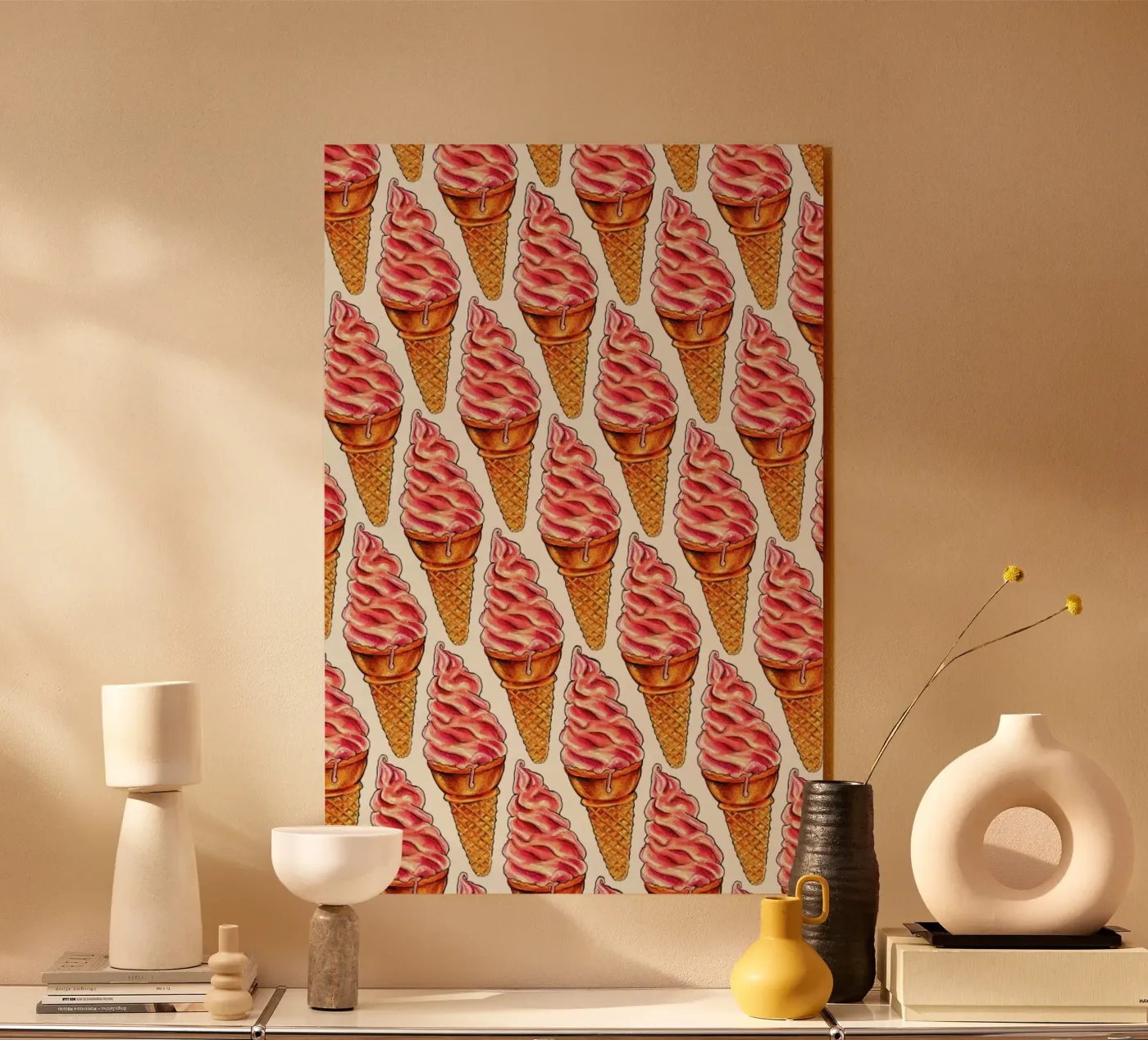 Strawberry Soft Serve Pattern Acryl-Glas von Kelly Gilleran