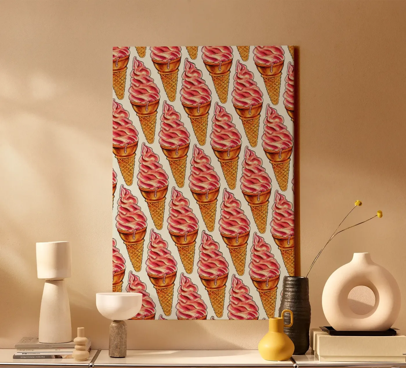 Strawberry Soft Serve Pattern tela da Kelly Gilleran