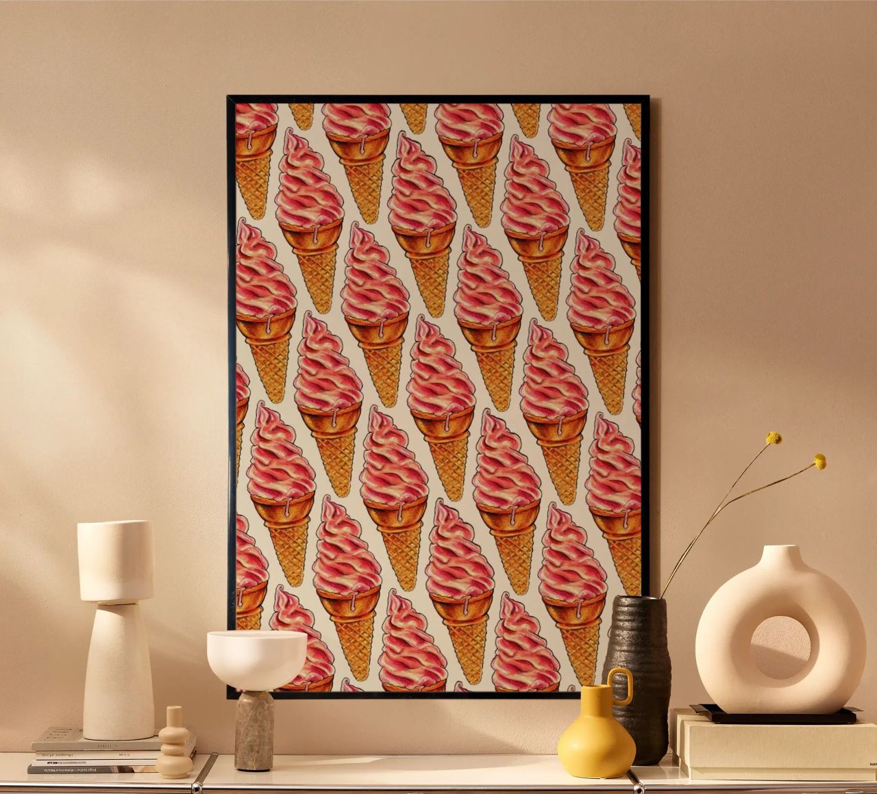 Strawberry Soft Serve Pattern poster de Kelly Gilleran