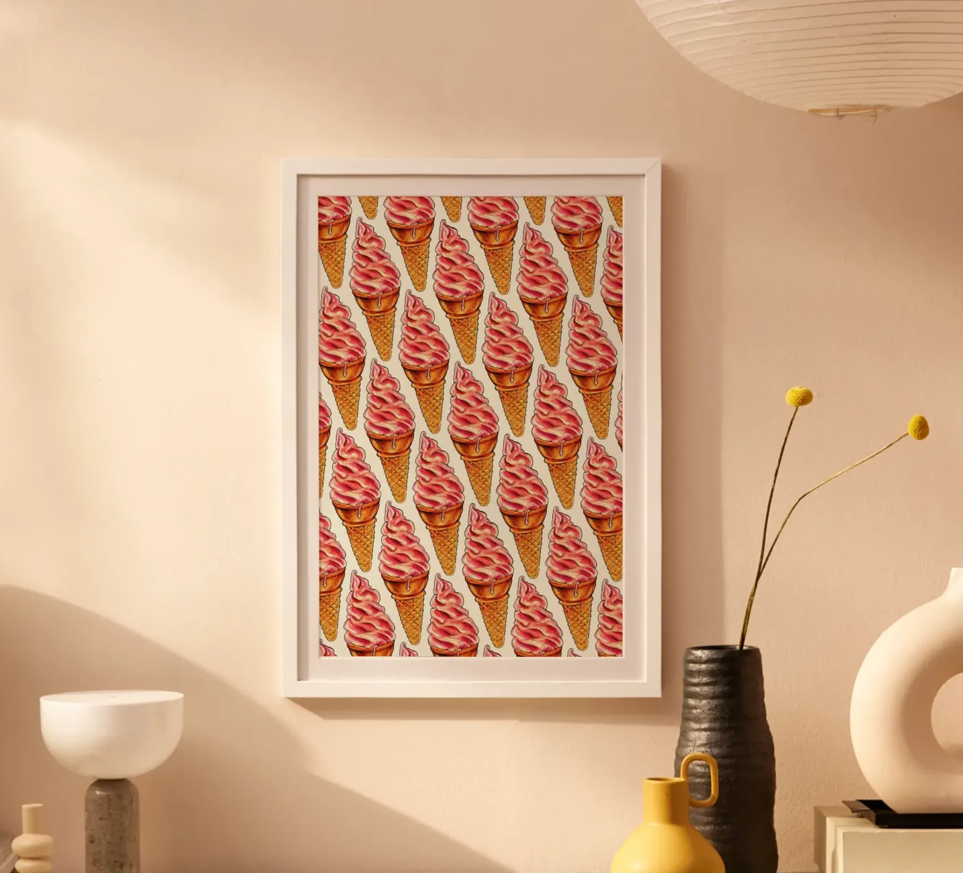 Strawberry Soft Serve Pattern poster van Kelly Gilleran
