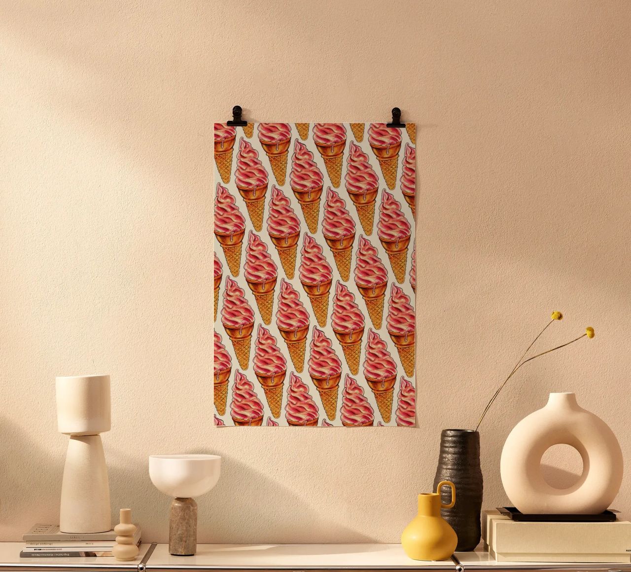 Strawberry Soft Serve Pattern poster de Kelly Gilleran