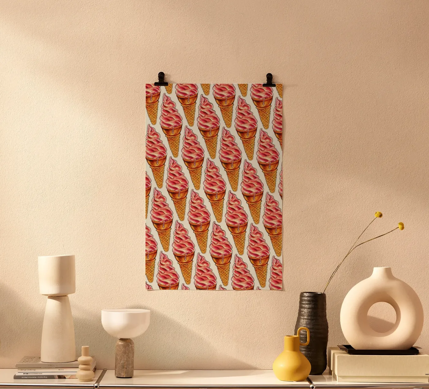 Strawberry Soft Serve Pattern poster van Kelly Gilleran