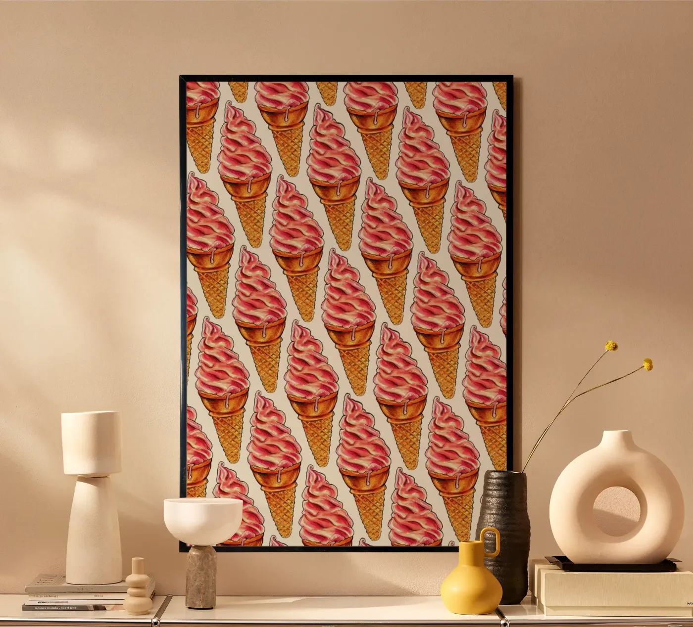 Strawberry Soft Serve Pattern poster van Kelly Gilleran