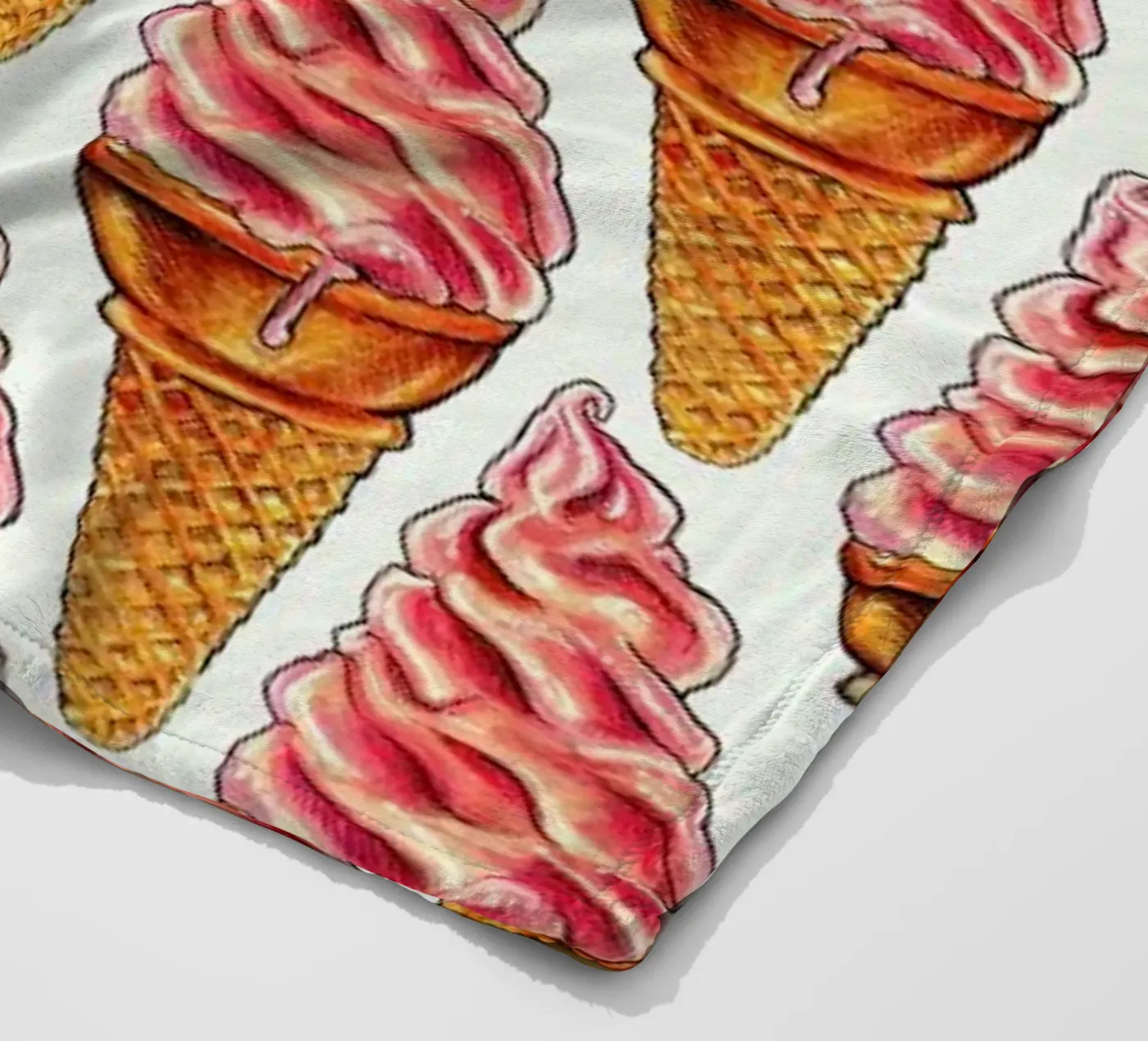 Strawberry Soft Serve Pattern fleecedeken van Kelly Gilleran