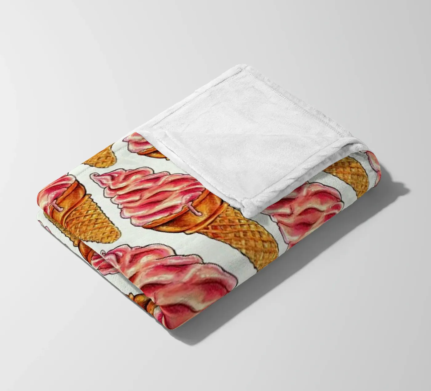 Strawberry Soft Serve Pattern fleecedeken van Kelly Gilleran