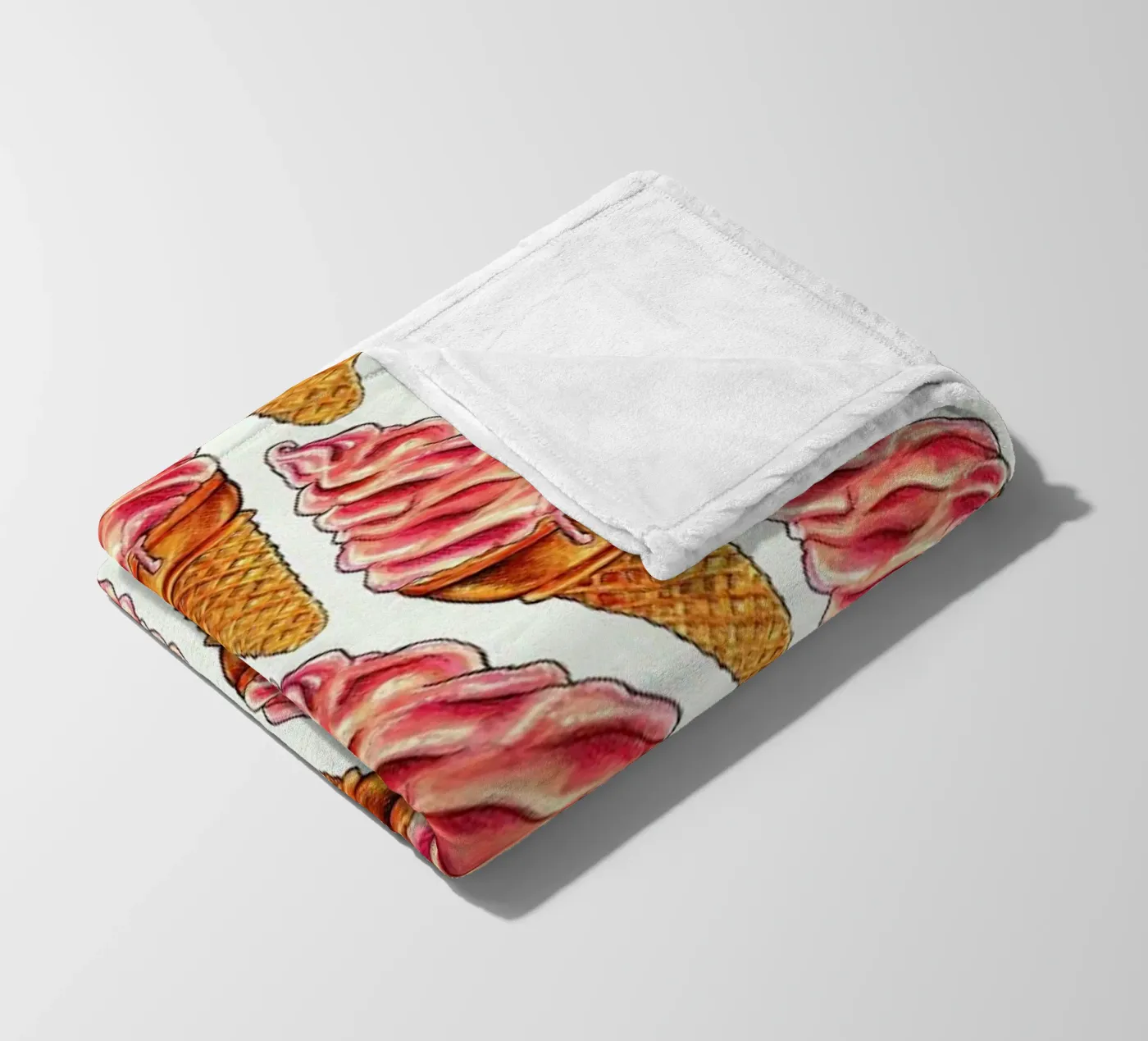 Strawberry Soft Serve Pattern fleecedeken van Kelly Gilleran