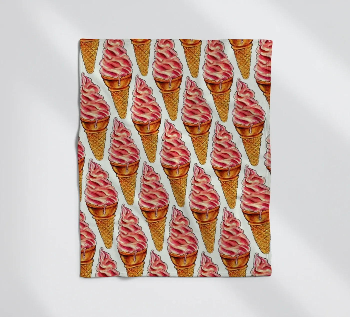 Strawberry Soft Serve Pattern fleecedeken van Kelly Gilleran