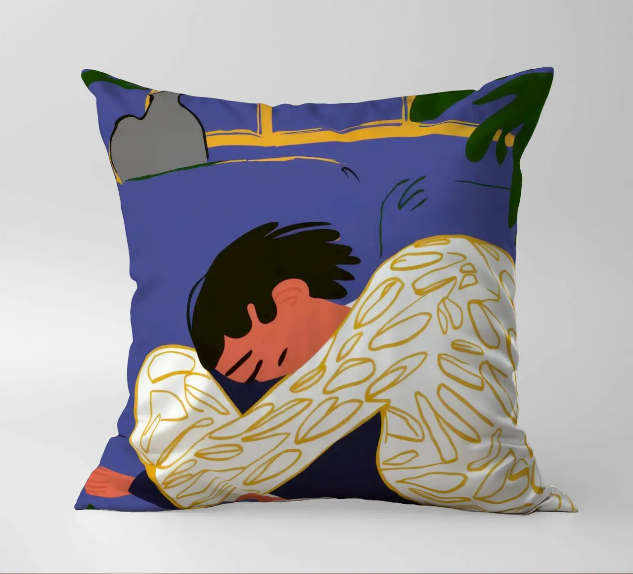 Solitary Floor Repose decorative cushion by Mossy Pigment