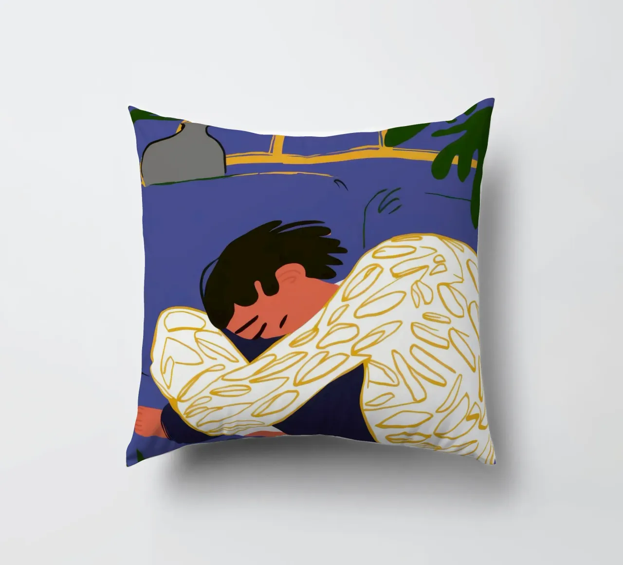 Solitary Floor Repose decorative cushion by Mossy Pigment