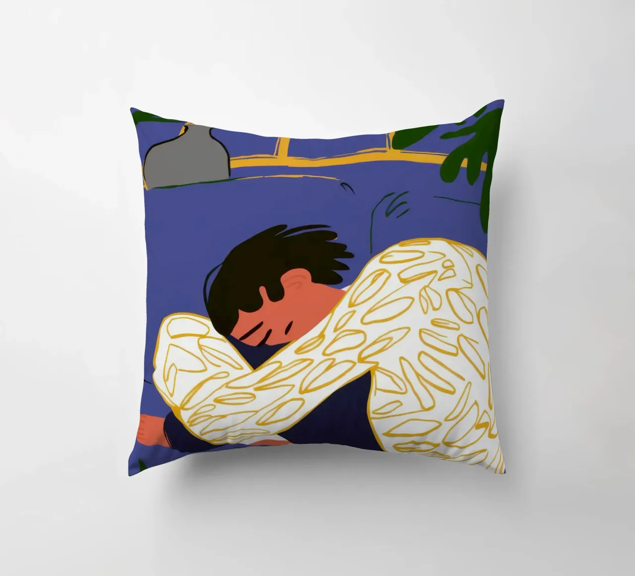 Solitary Floor Repose decorative cushion by Mossy Pigment