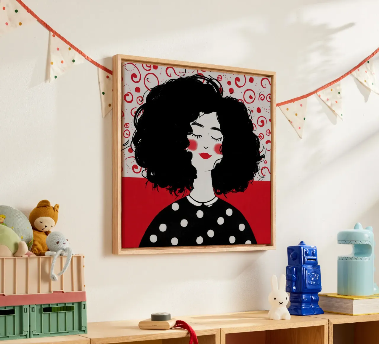 Polka Dot Droomwolk canvas met Baklijst van Giant Foxs