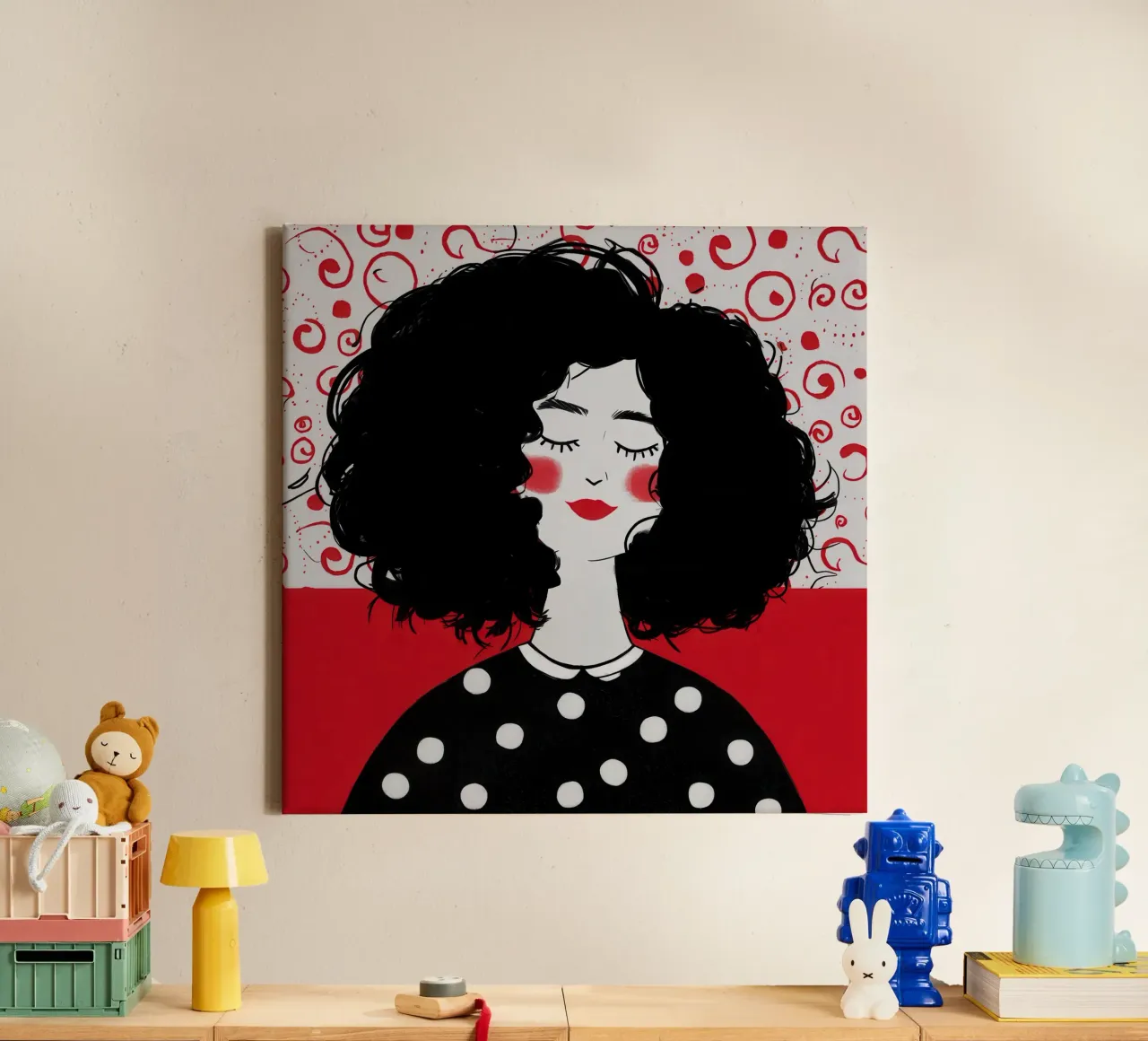Polka Dot Droomwolk canvas met Baklijst van Giant Foxs