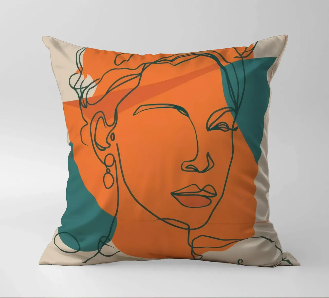 Tangerine Lineage Visage decorative cushion by Reds Jays