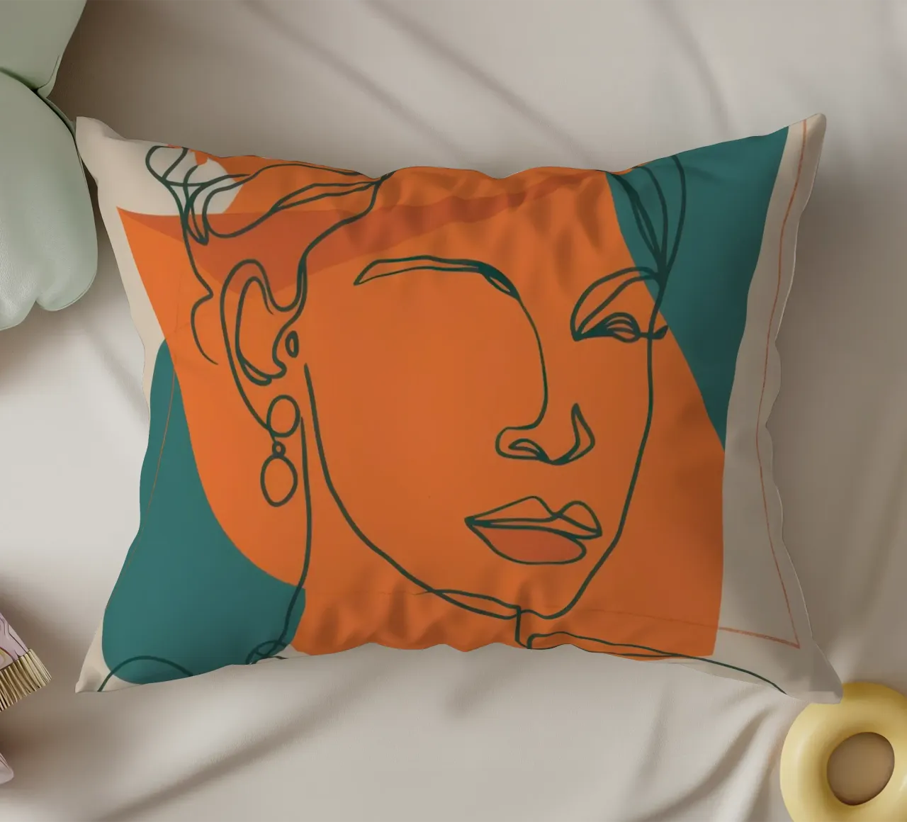 Tangerine Lineage Visage decorative cushion by Reds Jays