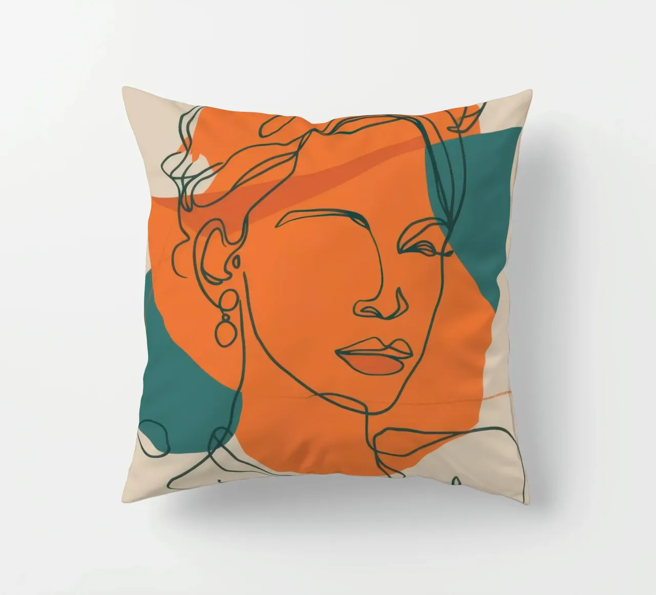Tangerine Lineage Visage decorative cushion by Reds Jays