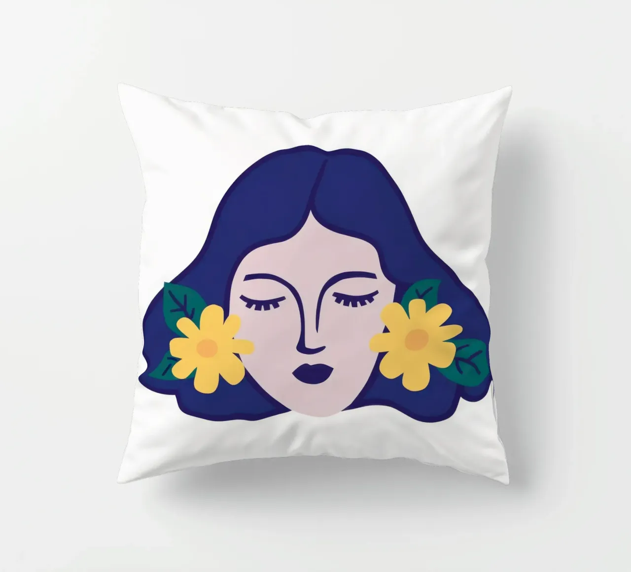 Azure Dream Blossoms decorative cushion by Rain Balance