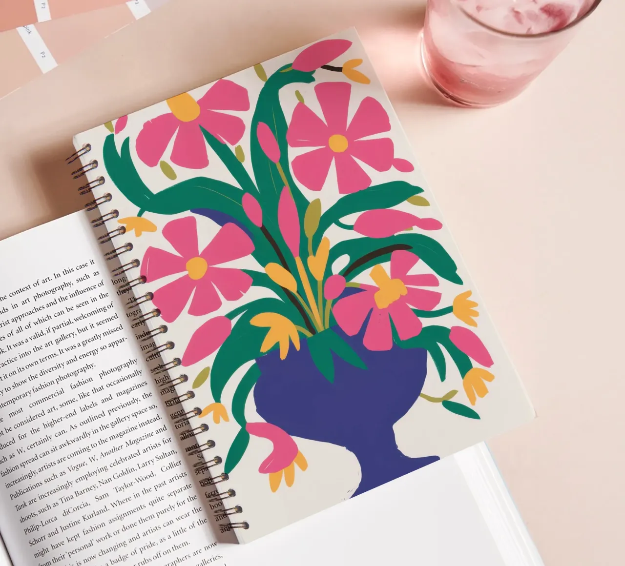 Fuchsia Bloom Burst spiral notebook by Monuments Fire