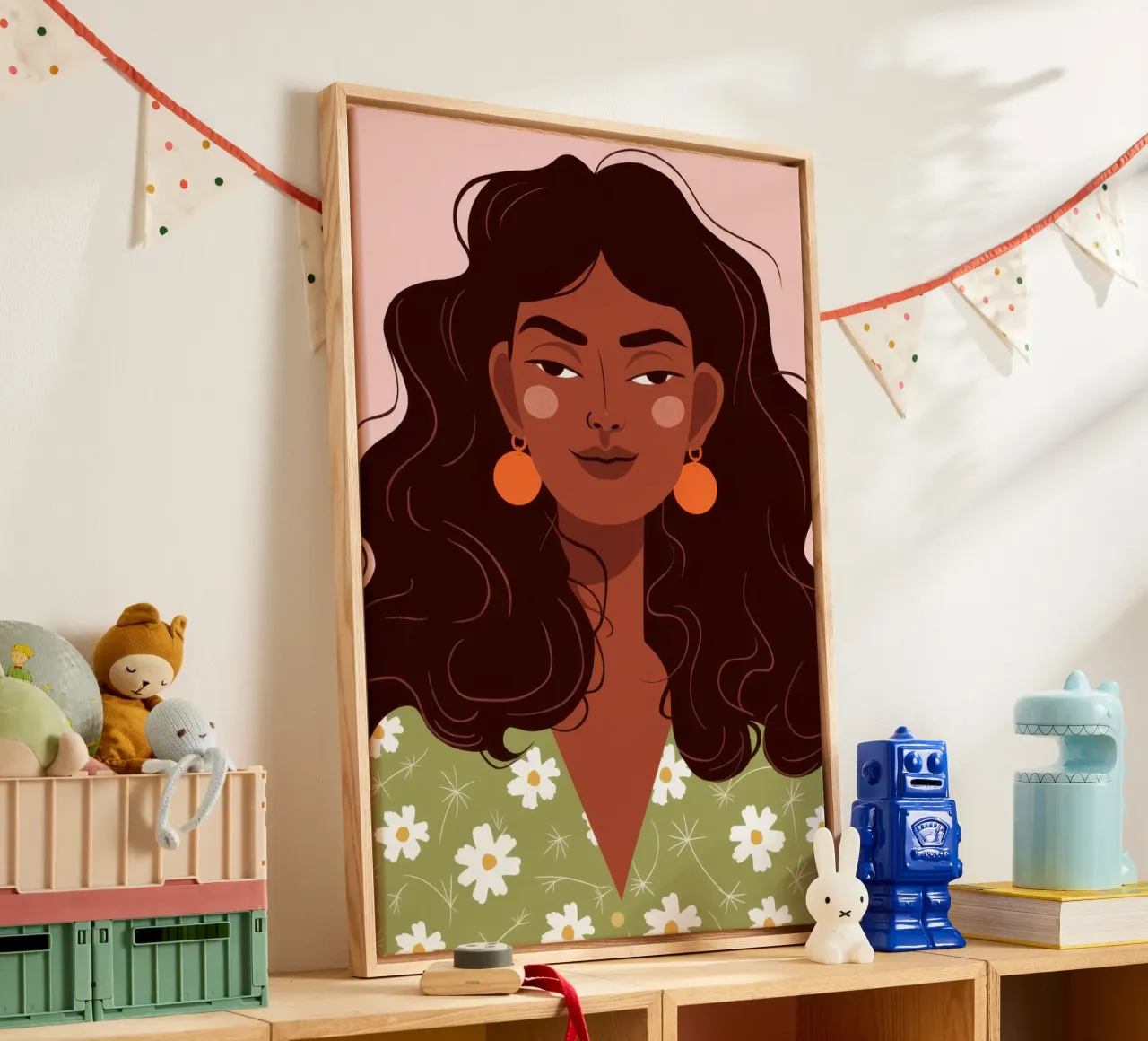 Daisy Dress Poise canvas with Floater frame by Giant Foxs