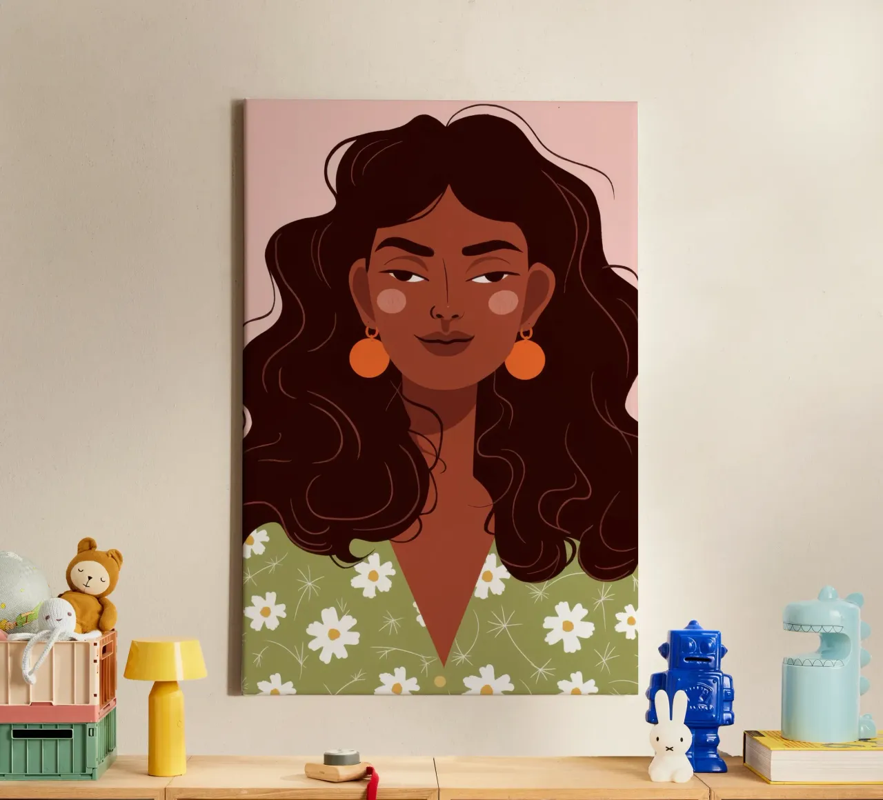 Daisy Dress Poise canvas with Floater frame by Giant Foxs