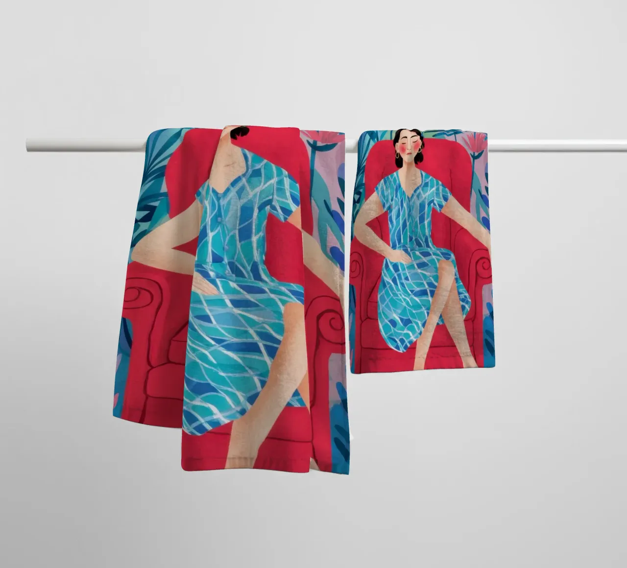 Cerulean Jungle Repose towel by Reds Jays